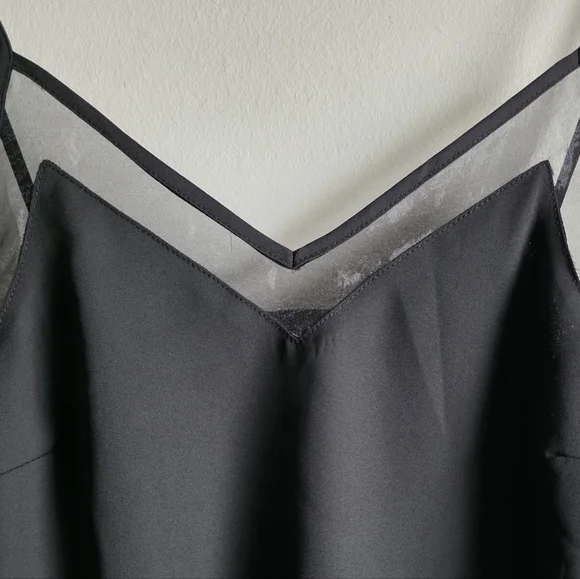 Venus Black Camisole Top, Sheer Lace Trim, Adjustable Straps, Size 4 - Picture 3 of 4